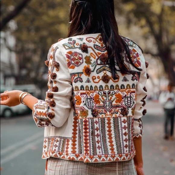 zara pom pom jacket